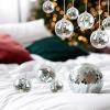 image30 Pcs Hanging Mirror Disco Ball DILIBRA Reflective Glass Disco Balls Christmas Tree Ornaments Mini Silver Disco Ball Party Supplies for Halloween Festive Holiday Cake Decoration