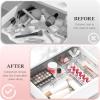 imageDILIBRA 16 Pcs Clear Extendable Drawer Organizer Adjustable Drawer Storage 3Size Desk Drawer Organizer Plastic NonSlip Storage Bins for Makeup Cosmetic Jewelries Utensils Stationery Dressers3Pcs Large  5Pcs Medium  8Pcs Small