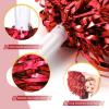 imageDILIBRA 24 Pcs Metallic Cheerleading Pom Poms for Kids Cheerleaders Cheer Pom Poms with Baton Handle Cheering Squad Hand Flower for Adults Team Spirit Sports Game Dancing PartyWhiteRed