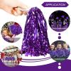 imageDILIBRA 24 Pcs Metallic Cheerleading Pom Poms for Kids Cheerleaders Cheer Pom Poms with Baton Handle Cheering Squad Hand Flower for Adults Team Spirit Sports Game Dancing PartyPurple
