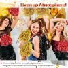 imageDILIBRA 24 Pcs Metallic Cheerleading Pom Poms for Kids Cheerleaders Cheer Pom Poms with Baton Handle Cheering Squad Hand Flower for Adults Team Spirit Sports Game Dancing PartyRedGold