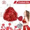 imageDILIBRA 24 Pcs Metallic Cheerleading Pom Poms for Kids Cheerleaders Cheer Pom Poms with Baton Handle Cheering Squad Hand Flower for Adults Team Spirit Sports Game Dancing PartySliverRed