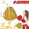 imageDILIBRA 24 Pcs Metallic Cheerleading Pom Poms for Kids Cheerleaders Cheer Pom Poms with Baton Handle Cheering Squad Hand Flower for Adults Team Spirit Sports Game Dancing PartyRedGold