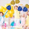 imageDILIBRA 24 Pcs Metallic Cheerleading Pom Poms for Kids Cheerleaders Cheer Pom Poms with Baton Handle Cheering Squad Hand Flower for Adults Team Spirit Sports Game Dancing PartyBlueGold