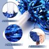 imageDILIBRA 24 Pcs Metallic Cheerleading Pom Poms for Kids Cheerleaders Cheer Pom Poms with Baton Handle Cheering Squad Hand Flower for Adults Team Spirit Sports Game Dancing PartyBlueWhite