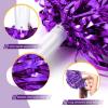imageDILIBRA 24 Pcs Metallic Cheerleading Pom Poms for Kids Cheerleaders Cheer Pom Poms with Baton Handle Cheering Squad Hand Flower for Adults Team Spirit Sports Game Dancing PartyPurple
