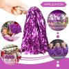 imageDILIBRA 24 Pcs Metallic Cheerleading Pom Poms for Kids Cheerleaders Cheer Pom Poms with Baton Handle Cheering Squad Hand Flower for Adults Team Spirit Sports Game Dancing PartyRose red