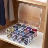 imageDILIBRA 2pcs Socks Bra Underwear Organizer for Closet 16 Compartment Removable Divided Plastic Sock Storage Box with Lid Clear Dresser Drawer Organizer Storage Container for Bra Socks Ties Scarf1 Packs Clear