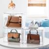 imageDILIBRA 4 Packs Clear Plastic Handbag Storage Organizer for Closet Small Acrylic Display Box for Handbag Stackable Storage Boxes Bag Organizer with Magnetic Door for Purse Clutch Wallet Book4 Packs Medium