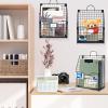imageDILIBRA 4 Packs Hanging Wall File Organizer Foldable Wall Magazine File Holder with Handle and Tag Slot Metal Wall Mounted Mail Organizer Rack Folder Holder for Document Office Door Home Black