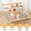 imageDILIBRA 5 Tier Wood Display Stand for Pop Figures Clear Acrylic Display Riser Shelf for Vendors Amiibo Funko Cupcakes Perfumes Candies Cosmetics Decoration and Organizer