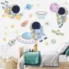 imageDILIBRA Astronaut Wall Stickers Planet Space Walk Spaceship DIY Art Vinyl Removable Murals Wall Decals Cute Cartoon Spaceman Cosmonaut Art Wallpaper for Kids Boys Bedroom Playing RoomH