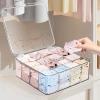 imageDILIBRA 2pcs Socks Bra Underwear Organizer for Closet 16 Compartment Removable Divided Plastic Sock Storage Box with Lid Clear Dresser Drawer Organizer Storage Container for Bra Socks Ties Scarf1 Packs Clear