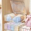 imageDILIBRA 2pcs Socks Bra Underwear Organizer for Closet 16 Compartment Removable Divided Plastic Sock Storage Box with Lid Clear Dresser Drawer Organizer Storage Container for Bra Socks Ties Scarf2 Packs Clear