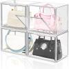 imageDILIBRA 4 Packs Clear Plastic Handbag Storage Organizer for Closet Acrylic Display Case for Purse and Handbag Stackable Storage Boxes Bag Organizer with Magnetic Door for Purse Clutch Wallet Hats4 Packs Medium