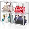 imageDILIBRA 4 Packs Clear Plastic Handbag Storage Organizer for Closet Acrylic Display Case for Purse and Handbag Stackable Storage Boxes Bag Organizer with Magnetic Door for Purse Clutch Wallet Hats4 Packs XLarge