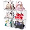 imageDILIBRA 4 Packs Clear Plastic Handbag Storage Organizer for Closet Small Acrylic Display Box for Handbag Stackable Storage Boxes Bag Organizer with Magnetic Door for Purse Clutch Wallet Book5 Packs XLarge