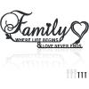 imageFamily Sign Black Metal Wall Decor DILIBRA Family Where Life Begins and Love Never Ends Word Wall Art Home Decor Iron Letters Quotes Wall Hanging Decoration for Living Room Dining Room