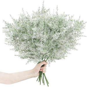 imageDILIBRA 72PCS Artificial Pine Branches Spring Greenery Stems Faux Pine Branches Fake Christmas Pine DIY Cedar Picks for Holiday Garland Wreath Vase Craft Home Kitchen Garden DecorationsLarge Green With Snowflakes