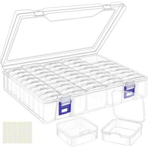 imageDILIBRA Bead Organizer Box 92 Pcs Small Bead Organizers and Storage Plastic Cases Mini Clear Bead Storage Containers Boxes with Hinged Lid for Diamond Painting Accessories Bead Jewelry DIY Crafts1 Pack 46 Organizers