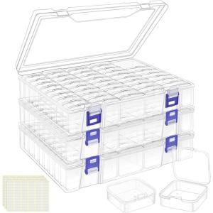 imageDILIBRA Bead Organizer Box 92 Pcs Small Bead Organizers and Storage Plastic Cases Mini Clear Bead Storage Containers Boxes with Hinged Lid for Diamond Painting Accessories Bead Jewelry DIY Crafts3 Pack 138 Organizers