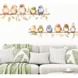 imageDILIBRA Colorful Bird on The Branch Wall Stickers Peel and Stick Creative Bird Wall Decals DIY Vinyl Art Murals for Nursery Kids Bedroom Living Room Classroom Preschool PlayroomColorful Birds