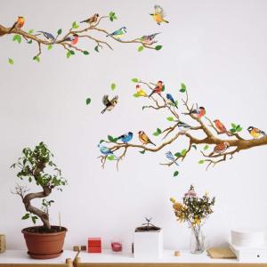 imageDILIBRA Colorful Bird on The Branch Wall Stickers Peel and Stick Creative Bird Wall Decals DIY Vinyl Art Murals for Nursery Kids Bedroom Living Room Classroom Preschool PlayroomHummingbird