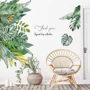 imageTropical Leaves Green Plants Wall Stcikers DILIBRA Giant Palm Tree Hanging Banana Leaf Wall Decal Nature Peel and Stick Monstera Murals Wall Decoration for Home Bedroom Living Room Classroom