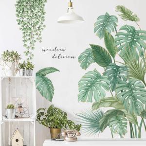 imageTropical Plant Wall Decals Green Plants Nature Giant Tree Hanging Vine Green Leaves Removable Peel and Stick Wall Stickers DILIBRA DIY Art Vinly Murals for Home Office Party Nursery Green2