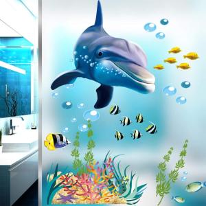 imageWatercolor Ocean Blue Whale Wall Decal DILIBRA 3D Under The Sea World Life Marine Animal Fish Wall Decor Underwater World Art Wall Sticker Wall Decoration Decal for Kids Bedroom Nursery Bathroom