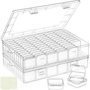 imageDILIBRA Large Bead Organizer Box 66 Pcs Small Clear Storage Containers with Labels Mini Bead Organizers and Storage Craft Case with Handle for Jewelry Bracelet Screws Seeds Diamonds Arts Small Parts2 Pack 132 Pcs
