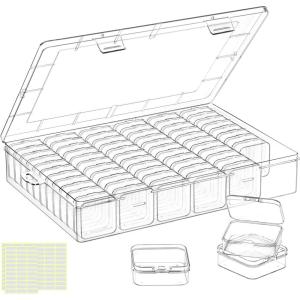 imageDILIBRA Large Bead Organizer Box 66 Pcs Small Clear Storage Containers with Labels Mini Bead Organizers and Storage Craft Case with Handle for Jewelry Bracelet Screws Seeds Diamonds Arts Small Parts1 Pack 66 Pcs